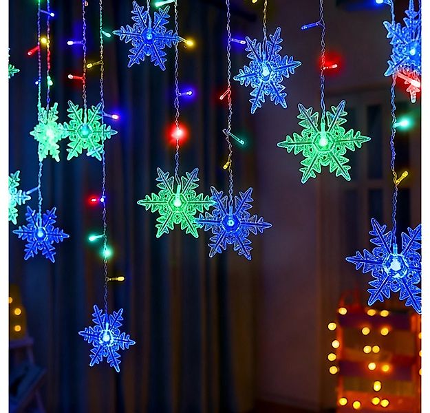 SERBASIC LED-Lichtervorhang Schneeflocken, 8 Modi, LED Lichterkette Timer f günstig online kaufen
