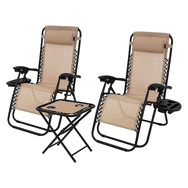 ML-Design 3-Teiliges Sonnenliege Set Klappbar Gartenliege mit Tisch Taupe günstig online kaufen