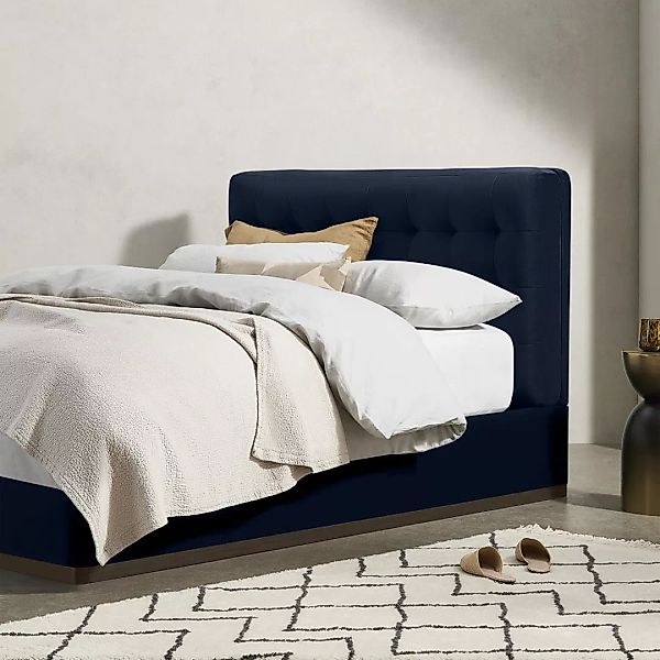 Lavelle Polsterbett mit Bettkasten (140 x 200 cm), Samt in Tintenblau und W günstig online kaufen