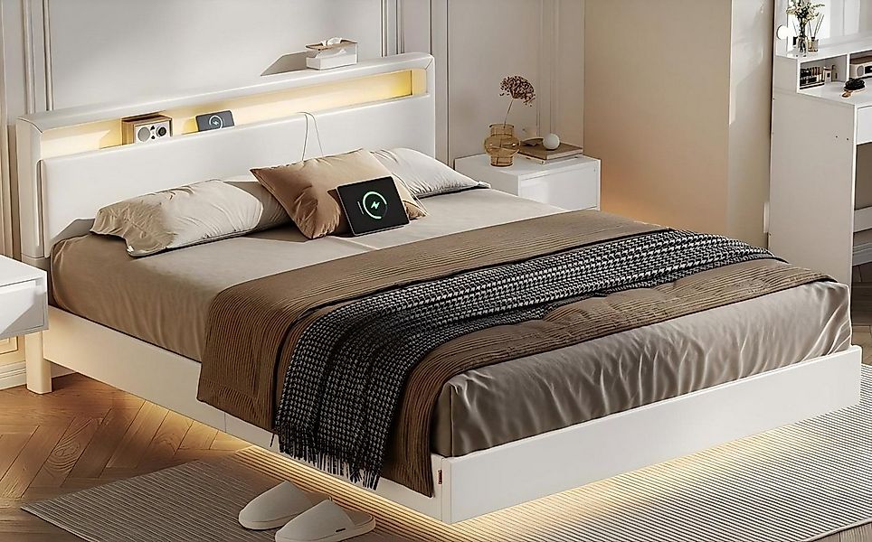 VASAGLE Polsterbett (160 x 200 cm), schwebender visueller Effekt, LED, hohe günstig online kaufen