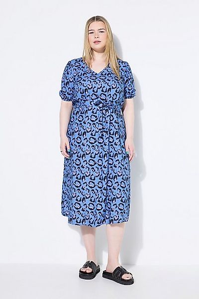 Studio Untold Midikleid Midikleid A-Line Leo-Print Taillen-Bindeband günstig online kaufen