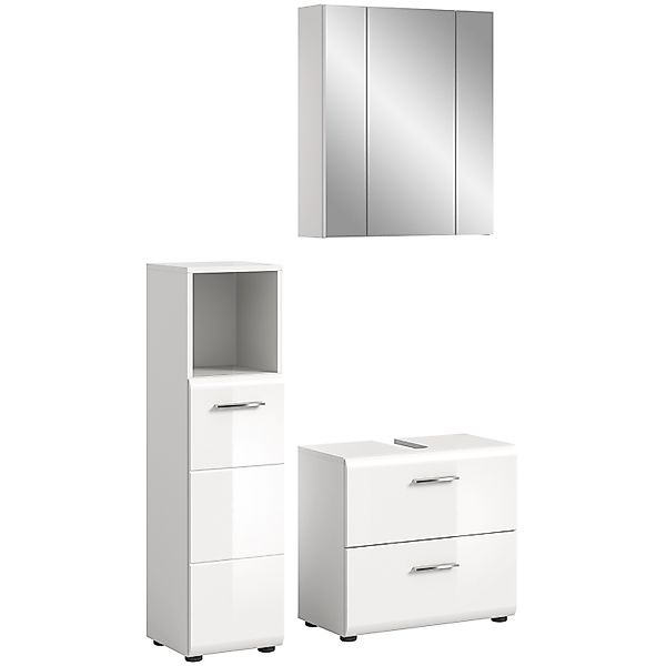 Badkombination m. Spiegelschrank Ice 105 cm x 190 cm x 32 cm Weiß-Weiß günstig online kaufen