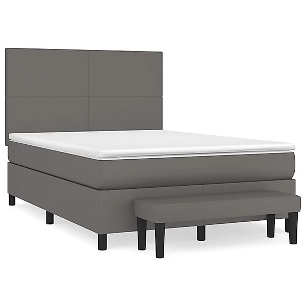 vidaXL Boxspringbett, Boxspringbett mit Matratze Grau 140x200 cm Kunstleder günstig online kaufen