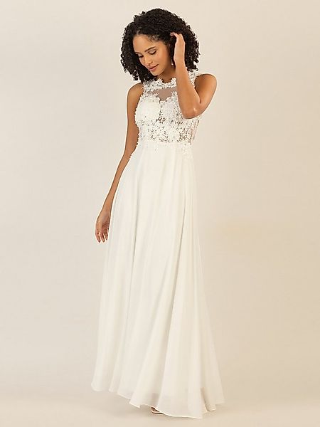 Apart Abendkleid im Materialmix aus bestickter Spitze und Chiffon günstig online kaufen