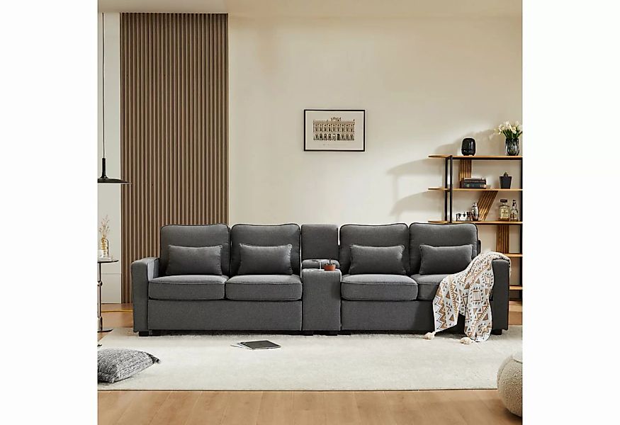 Ulife Sofa Multifunktionales 4-Sitzer-Leinensofa, 1 Teile, mit Konsole, USB günstig online kaufen