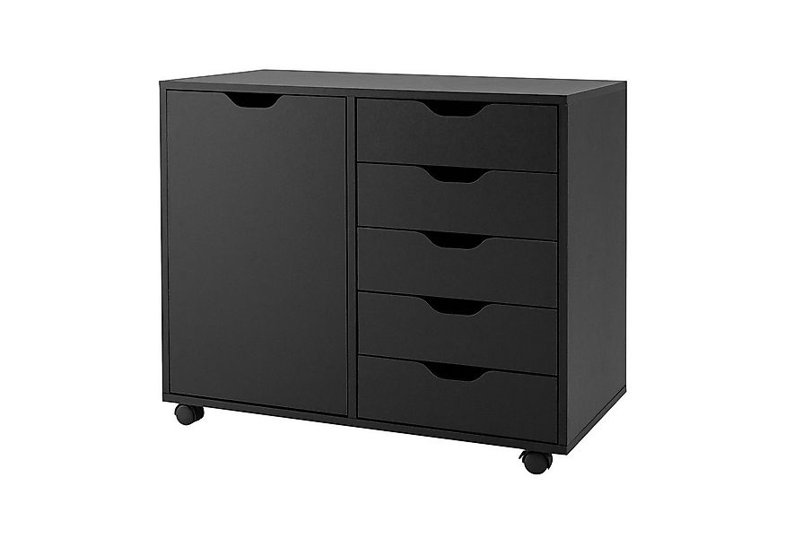 COSTWAY Rollcontainer, Aktenschrank mit 5 Schubladen, auf Rollen, 79x39x65c günstig online kaufen