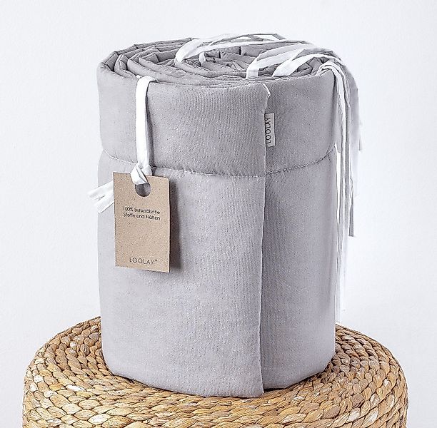 Loolay Bettnestchen 100% GRAU BIO-Baumwolle Atmungsaktives Babybett BETTUMR günstig online kaufen