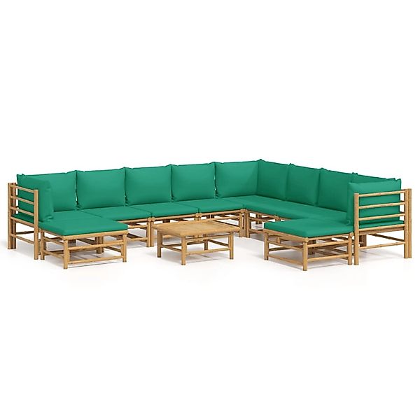 vidaXL Gartenlounge-Set 11-tlg. Garten-Lounge-Set mit Grünen günstig online kaufen