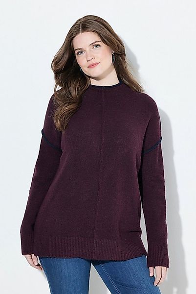 Ulla Popken Rollkragenpullover Pullover Kontraststreifen Oversized Stehkrag günstig online kaufen
