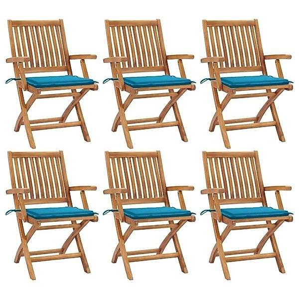 vidaXL Klappbare Gartenstühle mit Kissen 6 Stk Massivholz Teak 3072754 günstig online kaufen