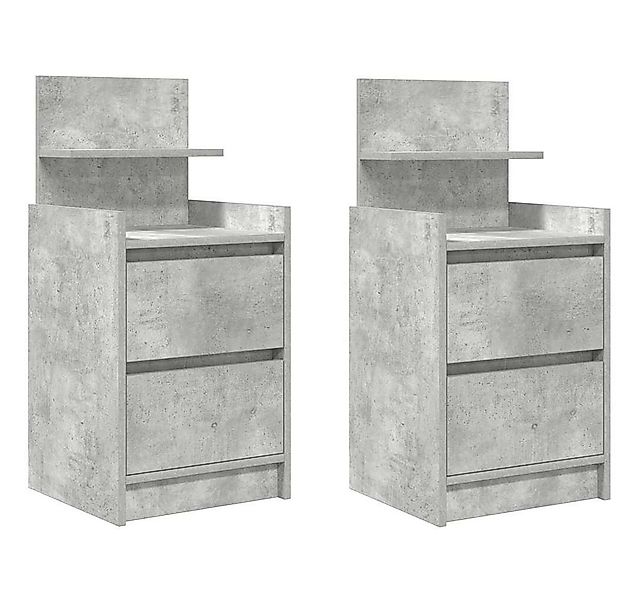 vidaXL Nachttisch Nachttische mit 2 Schubladen 2 Stk. Betongrau 38x34x80 cm günstig online kaufen
