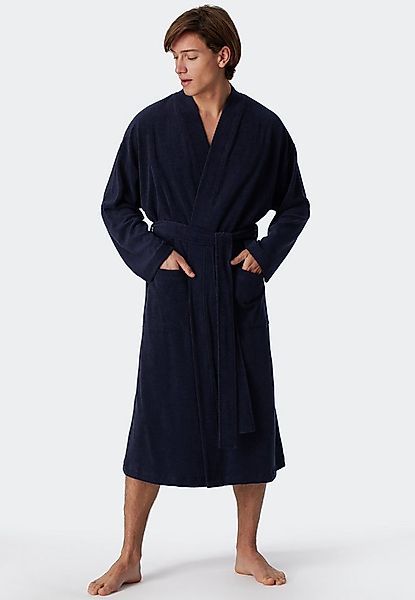 Schiesser Herrenbademantel Feather Terry, Langform, Baumwoll-Mix, Schalkrag günstig online kaufen