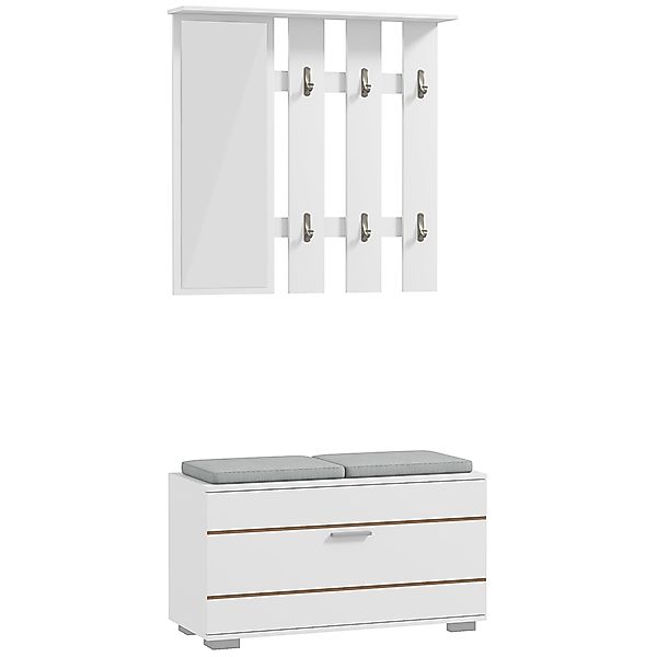 HOMCOM Set 4 in 1 Möbel für den Eingangsbereich mit Garderobe, Spiegel, Ban günstig online kaufen
