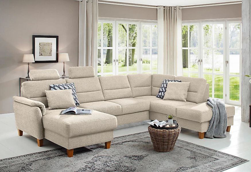 Home affaire Wohnlandschaft "Palmera U-Form, B: 308 cm" optional Bettfunkti günstig online kaufen