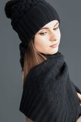 Ariun Strickmütze Kaschmirmütze mit markantem Strickmuster günstig online kaufen