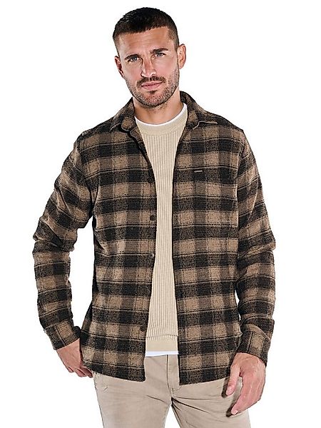 emilio adani Langarmhemd Herren Overshirt kariert, Braun günstig online kaufen