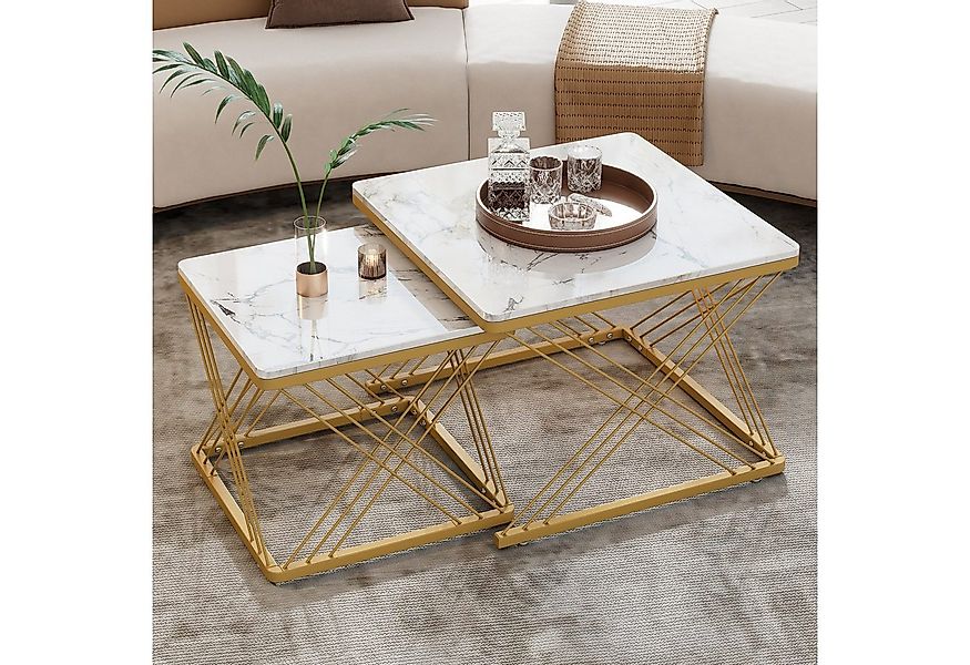 HAUSS SPOLE Couchtisch quadratisches 2-teiliges Set, höhenverstellbare Füße günstig online kaufen