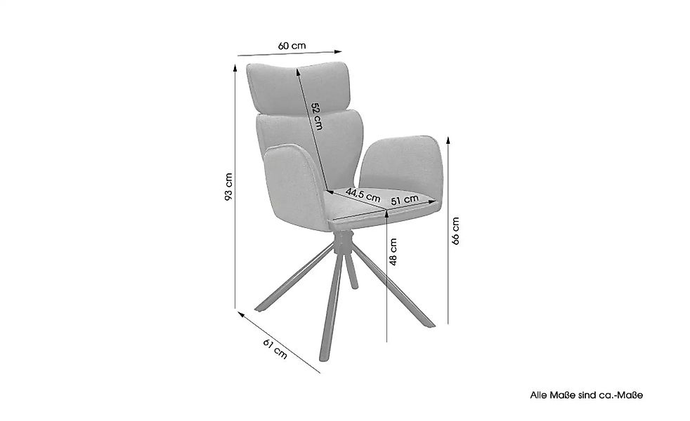 Armlehnenstuhl 2er-Set  Seattle ¦ grau ¦ Maße (cm): B: 60 H: 93 Stühle > Es günstig online kaufen