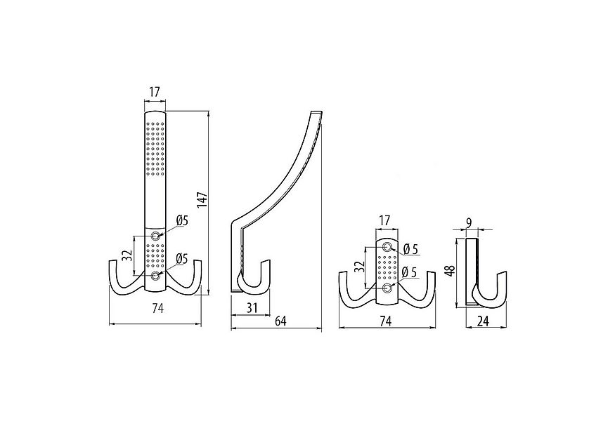SO-TECH® Garderobenhaken JASMIN, Lochabstand 32 mm (1 St), klein (H x B x T günstig online kaufen