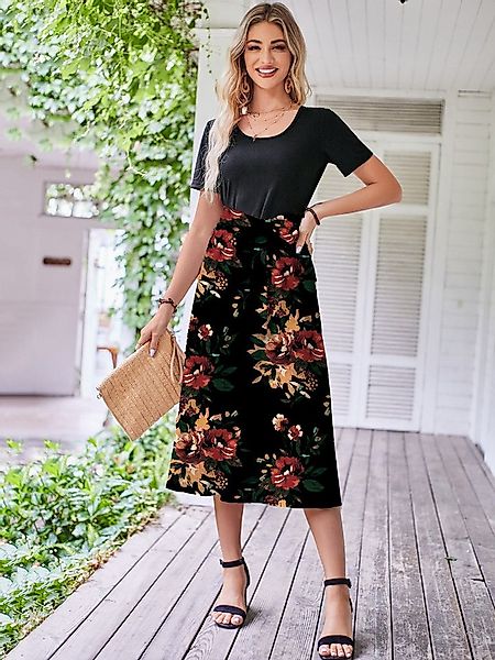 DEBAIJIA Dirndl Damen Röcke Sommer Floral Gedruckt Elegant Lässiger günstig online kaufen