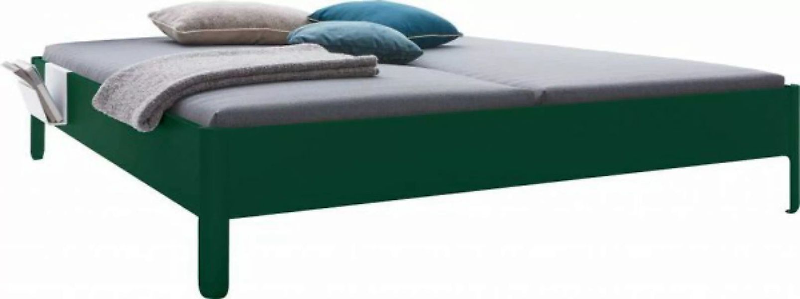 NAIT Doppelbett farbig lackiert Moselgrün 140 x 220cm Ohne Kopfteil günstig online kaufen