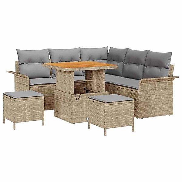 vidaXL Garten-Sofa-Set Höhenverstellbar 8-Tlg Beige Poly Rattan 3362132 günstig online kaufen