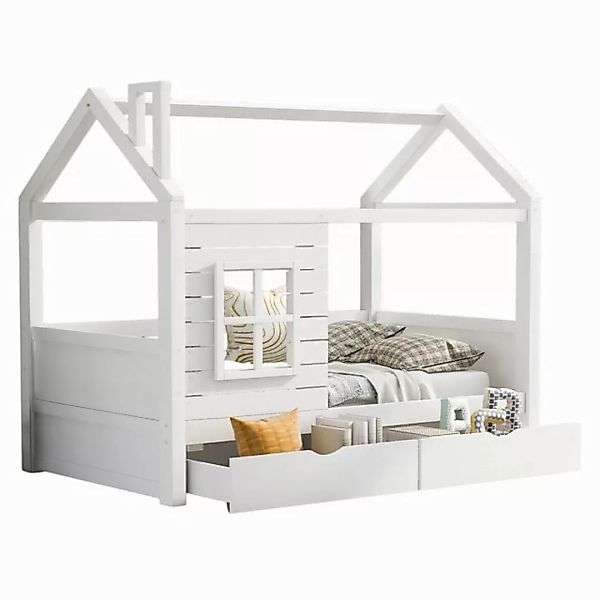 REDOM Kinderbett Jugendbett Einzelbett (200x90 cm Weiß ohne Matratze mit 2 günstig online kaufen