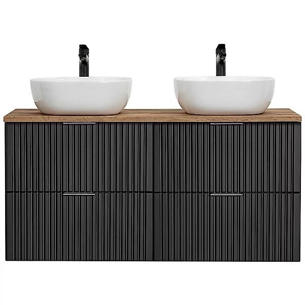 Doppelwaschtisch 120cm mit Waschbecken in ADELAIDE-56-BLACK in matt schwarz günstig online kaufen