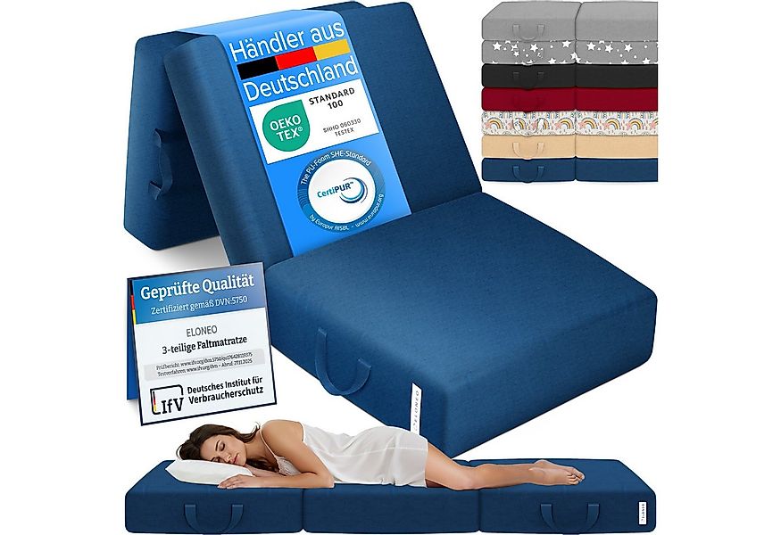 Klappmatratze 3-teilig, Gästematratze mit extra dickem Schaumstoff, ELONEO, günstig online kaufen