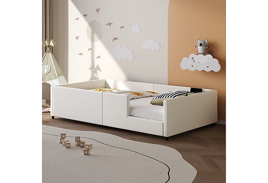 Flieks Polsterbett, Kinderbett Einzelbett 90x200cm mit Aufladen und Rausfal günstig online kaufen