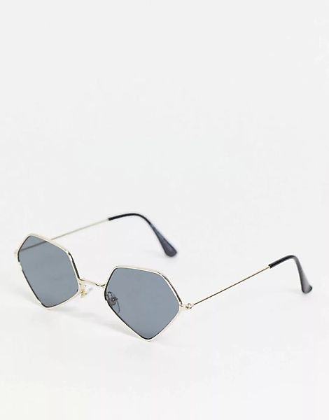 Topshop – Goldfarbene, abstrakt geformte Sonnenbrille aus Metall mit getönt günstig online kaufen