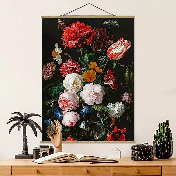 Stoffbild - Hochformat Jan Davidsz de Heem - Stillleben mit Blumen in einer günstig online kaufen