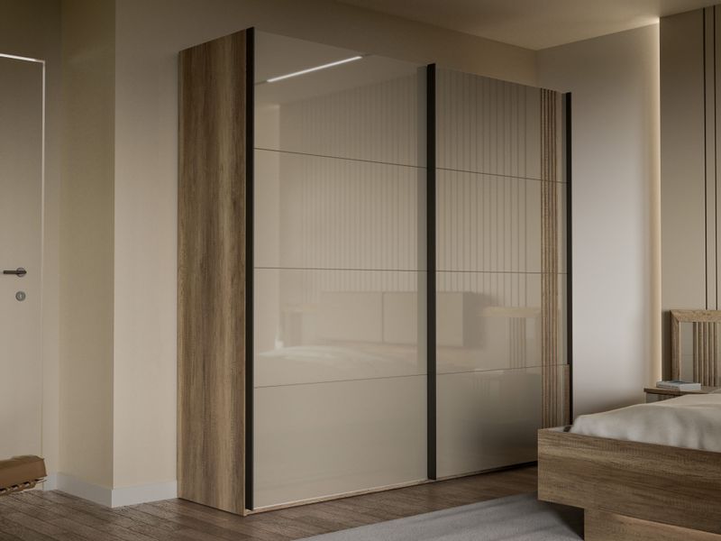 FORTE Schwebetürenschrank Hochglanzfront, Metallgriffleisten günstig online kaufen