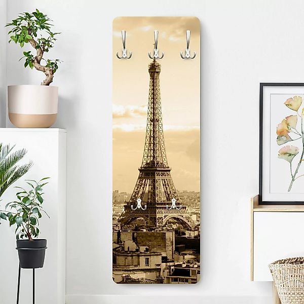 Wandgarderobe Holzpaneel Architektur & Skyline I Love Paris günstig online kaufen