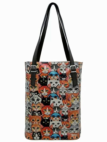 DOGO Umhängetasche "Damen Tall Bag Cat Audience Vegan Damen Handtaschen (Fa günstig online kaufen