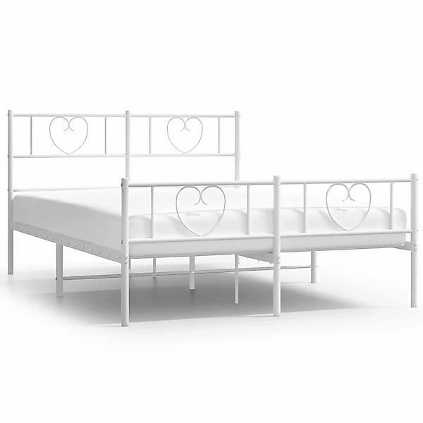 vidaXL Bettgestell mit Kopf- und Fußteil Metall Weiß 140x190 cm Modell 1618 günstig online kaufen