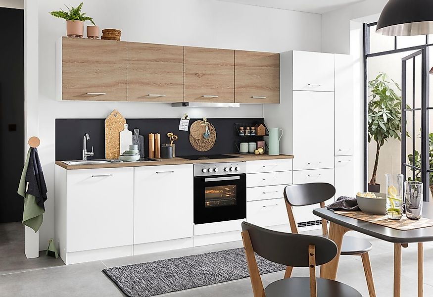 KOCHSTATION Küchenzeile »KS-Visby«, mit E-Geräten, Breite 330 cm inkl. Kühl günstig online kaufen
