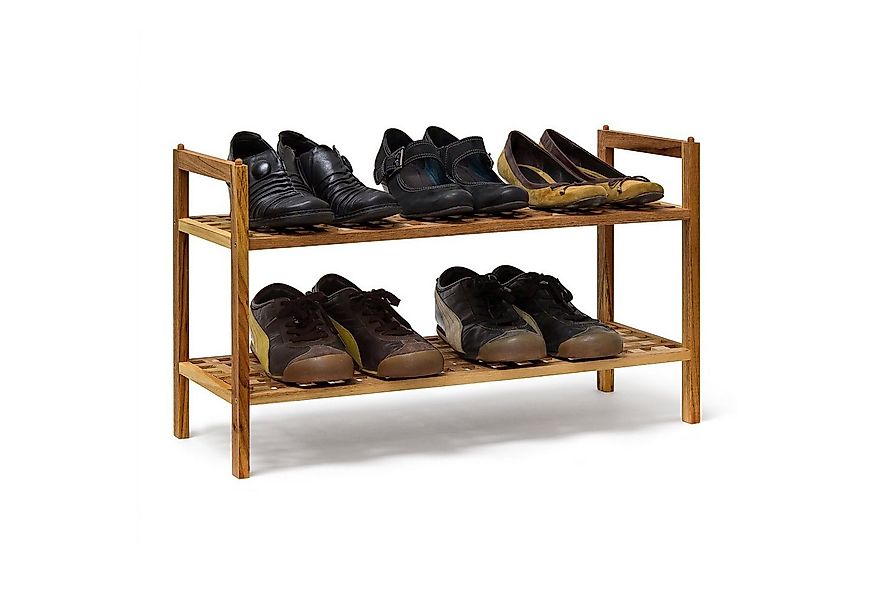 relaxdays Schuhregal Walnuss stapelbar günstig online kaufen
