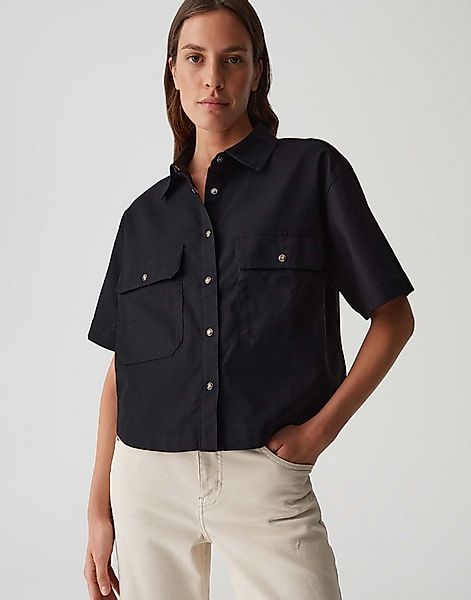 OPUS Kurzarmbluse FRINGO Boxy Fit aus Leinen Mix günstig online kaufen