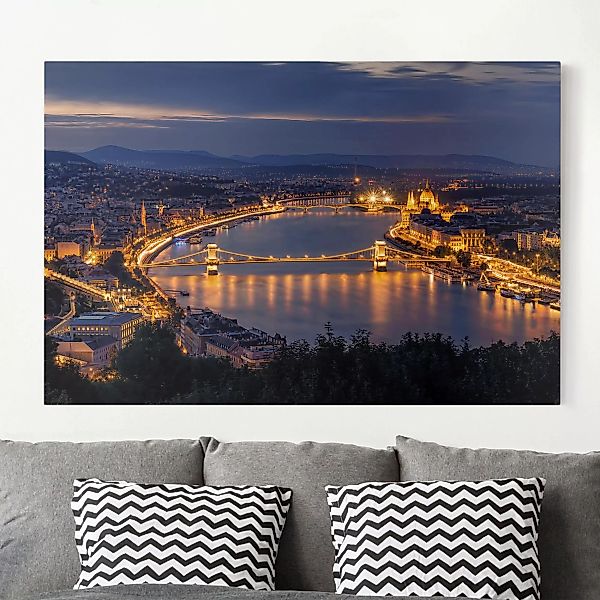 Leinwandbild Architektur & Skyline - Querformat Blick über Budapest günstig online kaufen