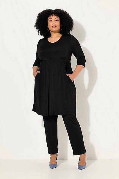 Ulla Popken Maxikleid Longshirt A-Linie Tunika-Ausschnitt 3/4-Arm günstig online kaufen