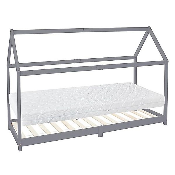ML-Design Kinderbett 90x200 cm Hellgrau mit Matratze H16cm Lattenrost günstig online kaufen