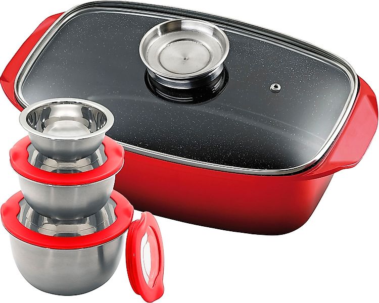 KING Bräter "5L" Set, 3 Schüsseln mit Kunststoffdeckeln: Ø17.5 Ø14.5 Ø12cm, günstig online kaufen