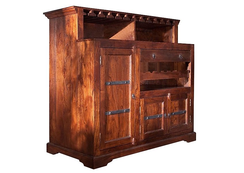 Massivmoebel24 Barschrank (Bar Akazie 140x66x125 nougat günstig online kaufen