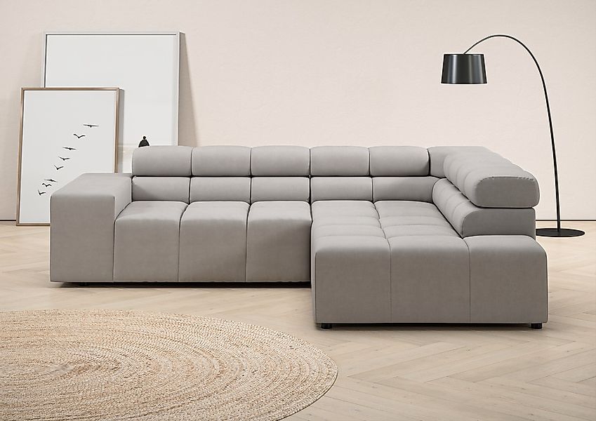 INOSIGN Ecksofa "Ancona, incl. Kopfteilverstellung + 3 Zierkissen, L-Form, günstig online kaufen