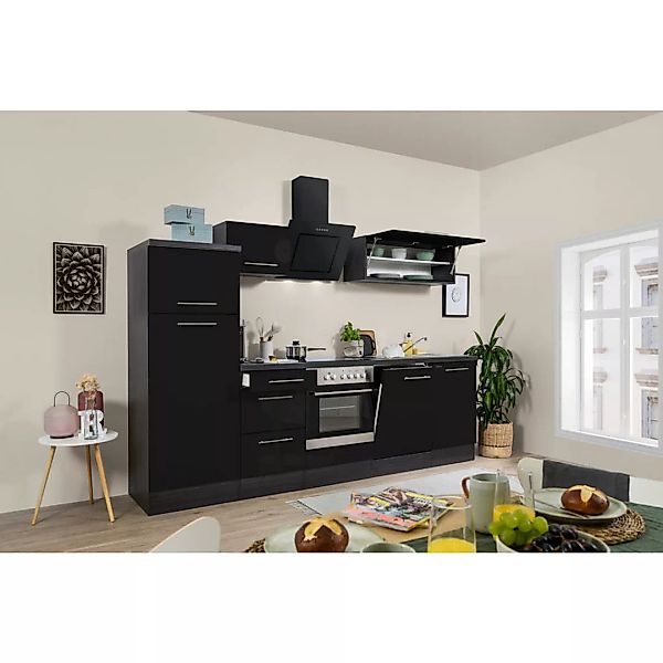 Respekta Küchenblock Premium schwarz hochglänzend B/H/T: ca. 280x200x60 cm günstig online kaufen