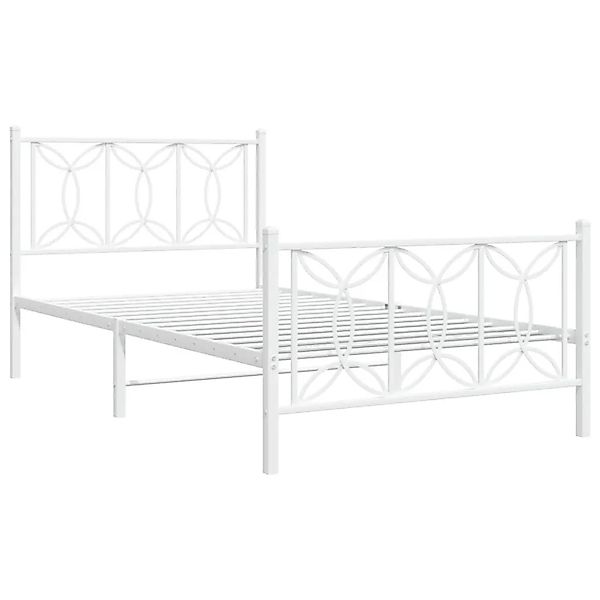 vidaXL Bettgestell mit Kopfteil und Fußteil Metall Weiß 107x203 cm 376191 günstig online kaufen