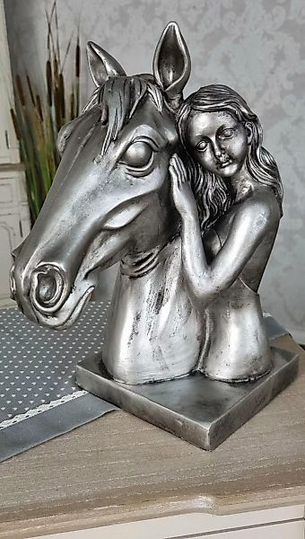 Ambiente Haus Tierfigur »Pferdekopf mit Mädchen 32cm« günstig online kaufen