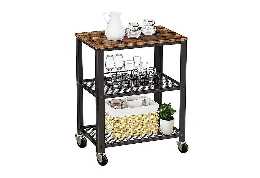 relaxdays Küchenwagen 3 Ebene, Industrial-Schwarz günstig online kaufen