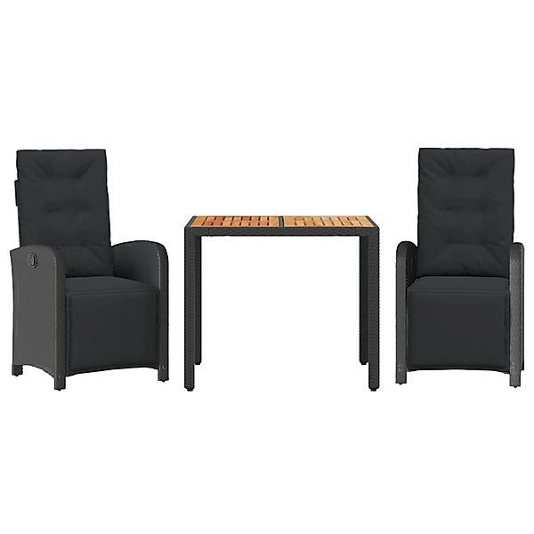 vidaXL 3-Tlg Bistro-Set mit Kissen Schwarz Poly Rattan 3212474 günstig online kaufen
